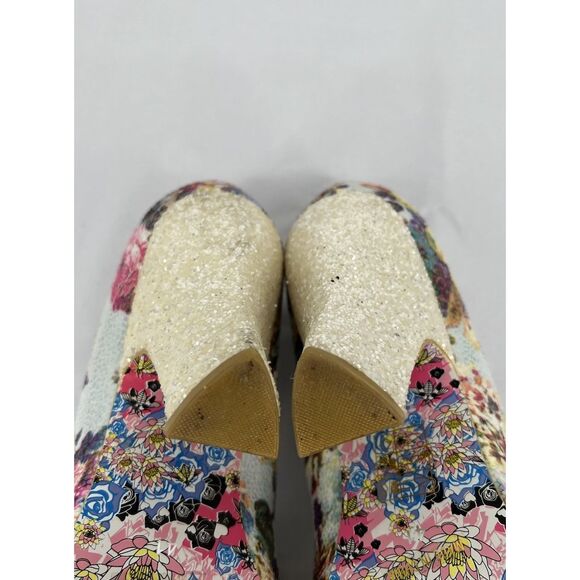 Irregular Choice Nick Of Time Floral Sparkling Cream Heels Size 41 US 10 - Picture 12 of 16